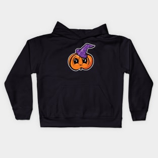 Cute Halloween Pumpkin With Witches Hat Cartoon Kids Hoodie